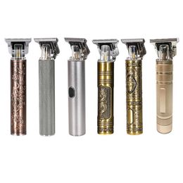 USB Rechargeable Men Beard Razors T-shaped 0mm Cordless Oilhead Trimmers Barber Hair Clippers Haircut Styling Tools275h