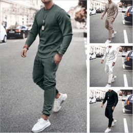 Men's Tracksuits Sports Quick-drying Running Fitness Elastic Spring And Autumn European American Fashion Long Sleeve Casual Two-piec