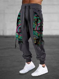 Men's Pants Men Clothing Full 3D Printed Length Trousers SweatPants Colourful Graphic Side Pockets Ribbon Streetwear Safari Style