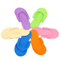 Whole- 100pcs lot Disposable Slipper EVA Foam Salon Spa Slipper Disposable Pedicure thong Slippers Beauty S247s