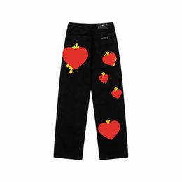 jeans for mens chromee hearts pants mens designer Embroidery Pants Women Oversize Ripped Patch Hole Denim Straight Ch Fashion Streetwear Slimn pants Cross EKJG