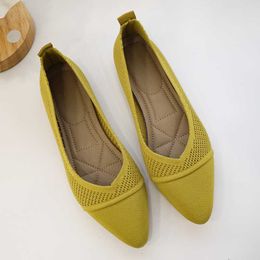 Dress Shoes Women Ballet Flats Stretch Mesh Knitted Flat Shoes Woman Spring Summer 2023 Pointed Toe Soft Boat Shoes Driving Loafers Moccasin L230721