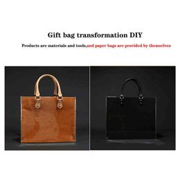 Large brand paper bag transformation large capacity portable Yellow PVC customized material accessories gift modific 211218232y