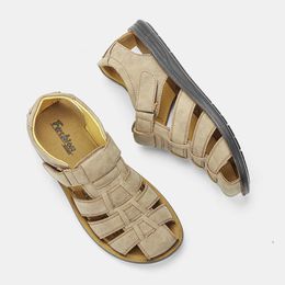 Sandálias de couro Casual masculino Sapatos de verão confortáveis #S206-5 230720 318 976