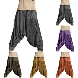 Men's Pants 2023 Vintage Men Harem Drop Crotch Hip Hop Print Pencil Sweatpants Casual Loose Retro Costume Trousers Wid