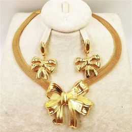 Dubai gold necklace earrings collection fashion Nigeria wedding African pearl Jewellery collection Italian women's Jewellery set 270o