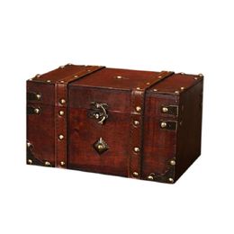 Retro Treasure Chest Vintage Wooden Storage Box Antique Style Jewelry Organizer for Jewelry Box Trinket246o