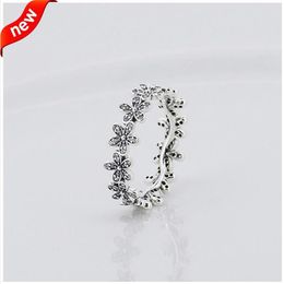 Compatible with Pandora jewelry ring daisy silver rings with cubic zircon 100% 925 sterling silver jewelry whole DIY KKA1951345I