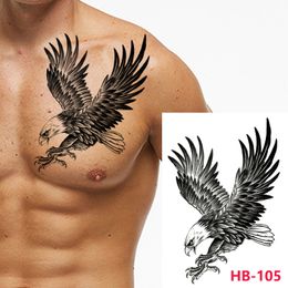 New Waterproof Temporary Black Eagle Crow Flower Arm Tattoos Fake Tattoo Body Shoulder Chest Tattoo Sticker Women Men
