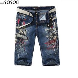 Short jeans Cotton dragon 3D printing design splash-ink European and American style jeans fashion men pants #Y032279e