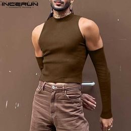 Men's Sweaters Party Night Club Style New Men's Sexy Casual Camiseta Solid Full Matching Fashion Strapless Hollow Long Sleeve T-shirt S-5XL Z230721