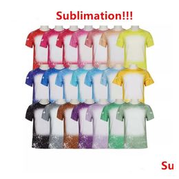 Other Festive Party Supplies Wholesale Sublimation Bleached Shirts Heat Transfer Blank Bleach Shirt Polyester T-Shirts Us Men Wome Dhoys