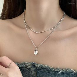 Pendant Necklaces KAITIN Korean Simple Bean-circle 2-piece Fashion Design Metal Style Collar Chain Personality Necklace Wholesale Female