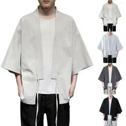 Men's Sweaters Cotton Chinese Style Cardigans For Men Summer Cool Loose 3/4 Sleeves Ice Silk Thin Sun Protection Coat Couple 2023