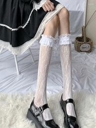 Women Socks 1 Pair Lace Lovely Girls Soft Sweet White Stockings Knee High