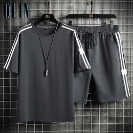 Men s Tracksuits Sets Men Casual Joggers Tracksuit Summer Loose Trendy Handsome Shorts T shirts 2 Pcs Outfits All match Clothing BF Streetwear 230721