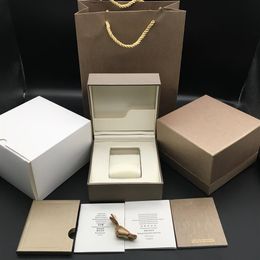 High Quality Square Paper Watch Box booklets Papers Silk Ribbon Gift Bag Champagne Watch Boxes Case287a