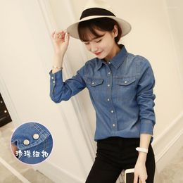 Women's Jackets Denim Shirt Female Autumn Long Sleeved Cotton Large Code Han Fan Cowboy College Girls Dress