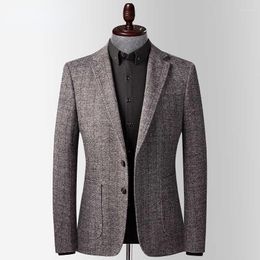 Men's Suits 2023 Autumn Winter Knitted Wool Blazer Jacket Slim Fit Outwear Smart Casual High Quality Young Men Suit For Party
