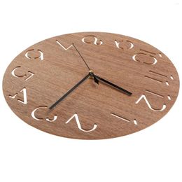 Wall Clocks Wooden Decor Clock Bedroom Living Round -shaped Dial Convenient Non Ticking Office