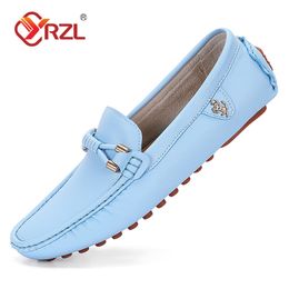 Dress Shoes YRZL Loafers Men Handmade Leather Shoes Black Casual Driving Flats Blue Slip-on Moccasins Men Shoes Plus Size 45 47 48 230720