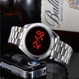 Women Men Touch Screen LED Watch Fashion Gold Digital Watches Full Stainless Steel Electronic Wristwatch Bracelet247a