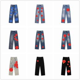 2023 Designer Jeans da uomo Chromes High Street Viola per uomo Pantaloni da ricamo Donna Oversize Strappato Patch Hole Denim dritto CH Moda Streetwear Slim