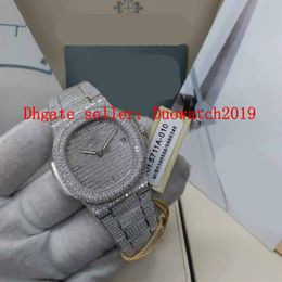 Mens Quality 40MM PFF Factory Nautilus 5711 Japanese Miyota 9015 Automatic movement Full Diamonds Paved Dial Dive Master Watc282m