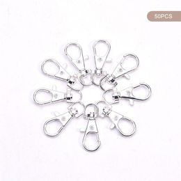 Keychains 50 Pcs Metal Silver Swivel Clasps Lanyard Snap Hook Lobster Claw Clasp DIY Split Key Ring FJewelry Making216G