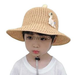 Caps Hats Doitbest 2022 Kids Bucket Hats Summer cute dinosaur openwork breathable Sun Cap Boys Girls Outdoor Beach Fisherman Hat x0810