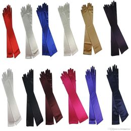 In Stock Colourful above elbow length Bridal Gloves Full Finger Opera Length Satin Long Wedding Gloves Satin Bridal G287K