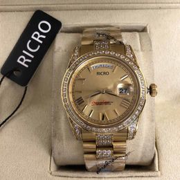 Luxury watch middle row Roman diamond ladies fashion top gold master design fully automatic mechanical stainless steel strap s180O