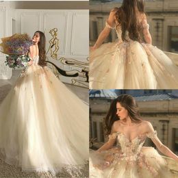 Fairy Evening Dresses Off The Shoulder A Line Lace Floral Appliques Prom Dress 2020 Tulle Custom Made Formal Party Gowns254B