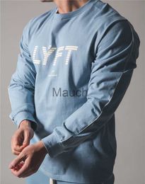 Men's T-Shirts LYFT Brand Casual Long sleeve Cotton Tshirt Men Gym Fitness Workout Skinny t shirt Male Print Tee Tops Running Sport Cloing J230721