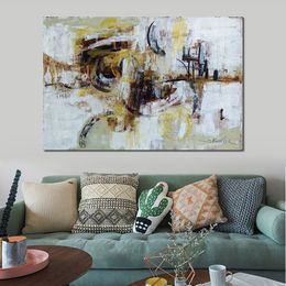 Contemporary Village Landscape Graffiti Wall Handmade Abstract Canvas Art for Hotel Lobby Wall