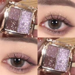 3 Colour Eyeshadow Palette Small and Portable Earth Purple Colour Matte Eyeshadow Long Lasting Waterproof Shimmer Pigment Makeup