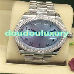 High quality men's watch light blue dial Arabia number scale fashion diamond wristwatches fully automatic mechanical watch289f