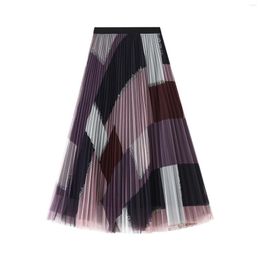 Skirts For Women Trendy Summer Dress Vintage Hollow Out Boho Skirt Student Plaid Split Beach Elastic A-Line Long