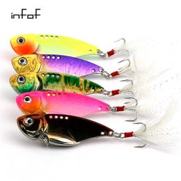 INFOF 50PCS vibrators fishing lures 5 5CM 11 8G vib spoon squid bait lure bait top water fishing tackle metal fishing lures298p