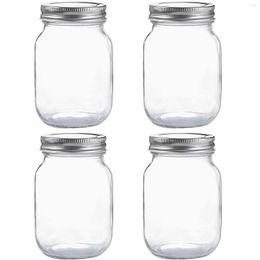 Storage Bottles Glass Regular Mouth Mason Jars With Silver Metal Lids For Sealing Canning Food Overnight Oats