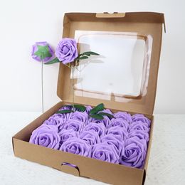 Cross Border European Gift Box With Foam Pe Rrose With Pole Bride Holding Flower Basket Flower Arrangement Wholesale