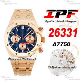 IPF 26331 ETA A7750 Automatic Chronograph Mens Watch Rsoe Gold Blue Brown Stick Dial Stainless Steel Bracelet Super Edition Herrenuhr Reloj Hombre Puretimewatch F6