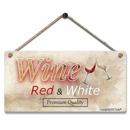 Decorative Objects Figurines Wine Red White Premium Quality Iron Retro Look 5X10 Inch Decoration Poster Hanging Sign for Home Bar Kitchen Bathroom Farm 230721