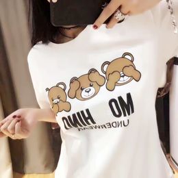 Designer Womens T-shirt Summer Italian Luxury Brands New Tees Cartoon Bear Stamp Loose Cotton Round Neck Mens Womens Tops Shirt Outdoor Leisure Couple Clothing 1UZ4