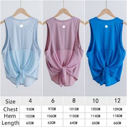 LL-501 Women Yoga Outfits Tops Sleeveless Tshirt Vest Girls Running Sport Ladies Casual Loose Adult Sportswear Gym Exercise Fitness Wear Breathable