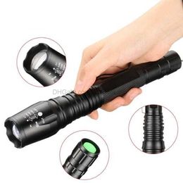 Aluminum Alloy Portable Zoomable Flashlights 18650 Battery Waterproof T6 Long Range LED Flashlight 3 mode zoomable outdoor tactical hunting torch lamp