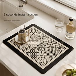 Mats Pads Tableware Luxury Mat Coffee Drain Sicilian Pad Machine Kitchen Style Diatom Kitchen Non Mat Table Slip Light Pads Mud 230720