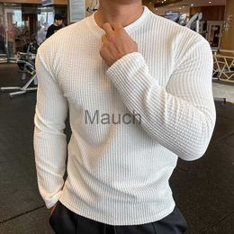 Men's T-Shirts 2022 Autumn winter fashion knitting long sleeves Men's Tshirts scle fitness cloes Men's fashion casual sports pullover J230721