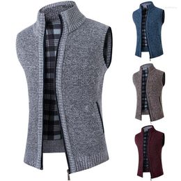 Men's Vests Autumn Winter Casual Fleece Vest Men Thick Warm Sweaters Cashmere Coat Sleeveless Jacket Knitted Zipper Waistcoat Outwear