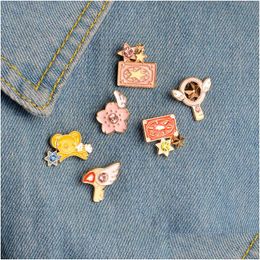 Pins Brooches Card Captor Sakura Kero Sword Kinomoto Star Wand Key Enamel Pin Lapel Badge Japanese Collection Drop Delivery Jewellery Dhvhq